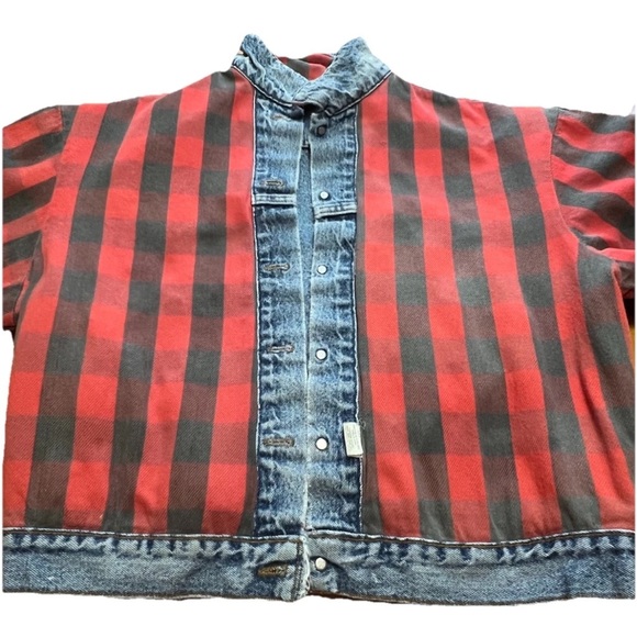 Vintage Levi's Trucker Jacket 70417 80s 90s Buffalo Plaid Size M - Picture 13 of 16